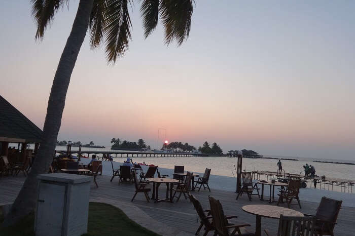 Dinner by the beach in Maldives