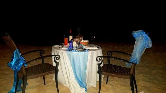 Romantic dinner at Le Meridian mauritius