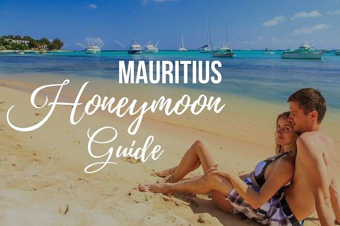 Romantic couple lying on a beach in Mauritius