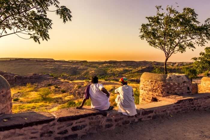 Locals soaking in the sun in Mehrangarh Fort premises