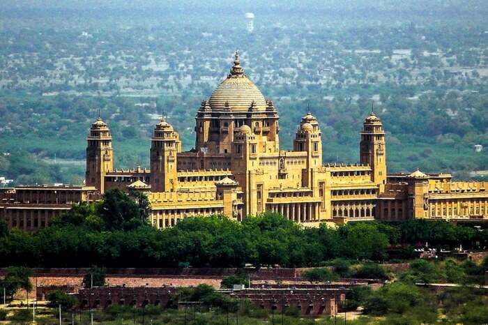 The splendid view of Umaid Bhawan Palace in Jodhpur