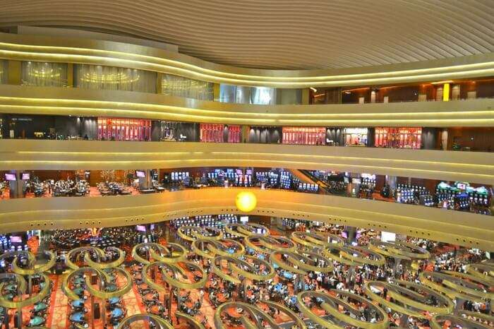 Interiors of Marina bay sands casino in Singapore