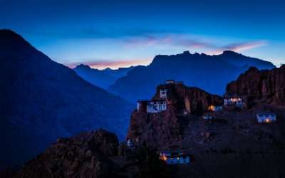 View of Spiti Valley during twilight