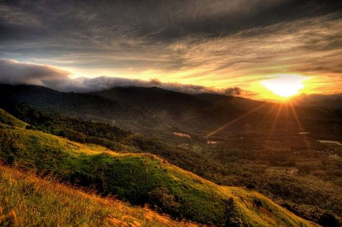 A beautiful sunrise view of the Broga Hill in Malaysia