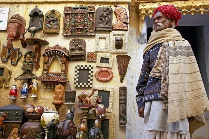 Unidentified seller on shopping street in the fort of Jaisalmer