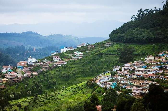 City scape on Nilgiri mountains at Udhagamandalam
