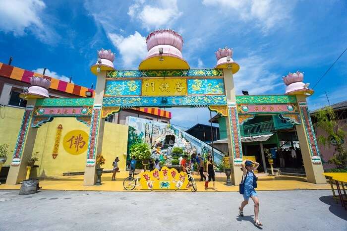 The facade of the chinese temple in Pulau Ketam of Crab Island of Malaysia