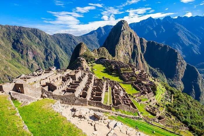 View of the Lost Incan City of Machu Picchu near Cusco in Peru
