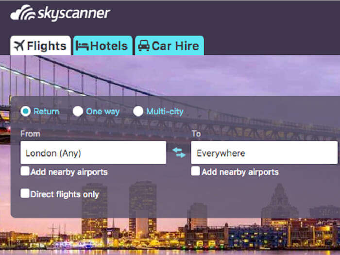 Sky scanner app for travel deals