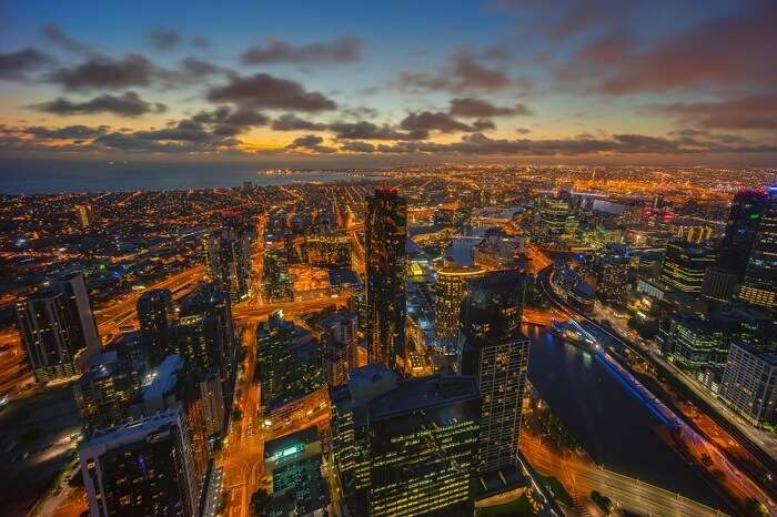 Night view of Melbourne Skyline