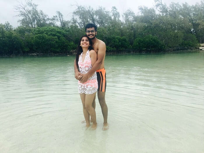 Malay and his wife pose for a photo in mauritius