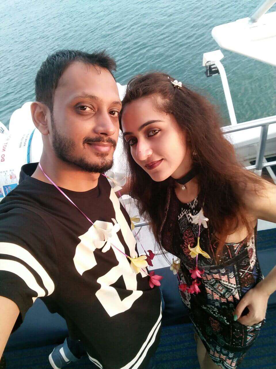 Sanchit and his wife click a selfie on the bali high sunset cruise