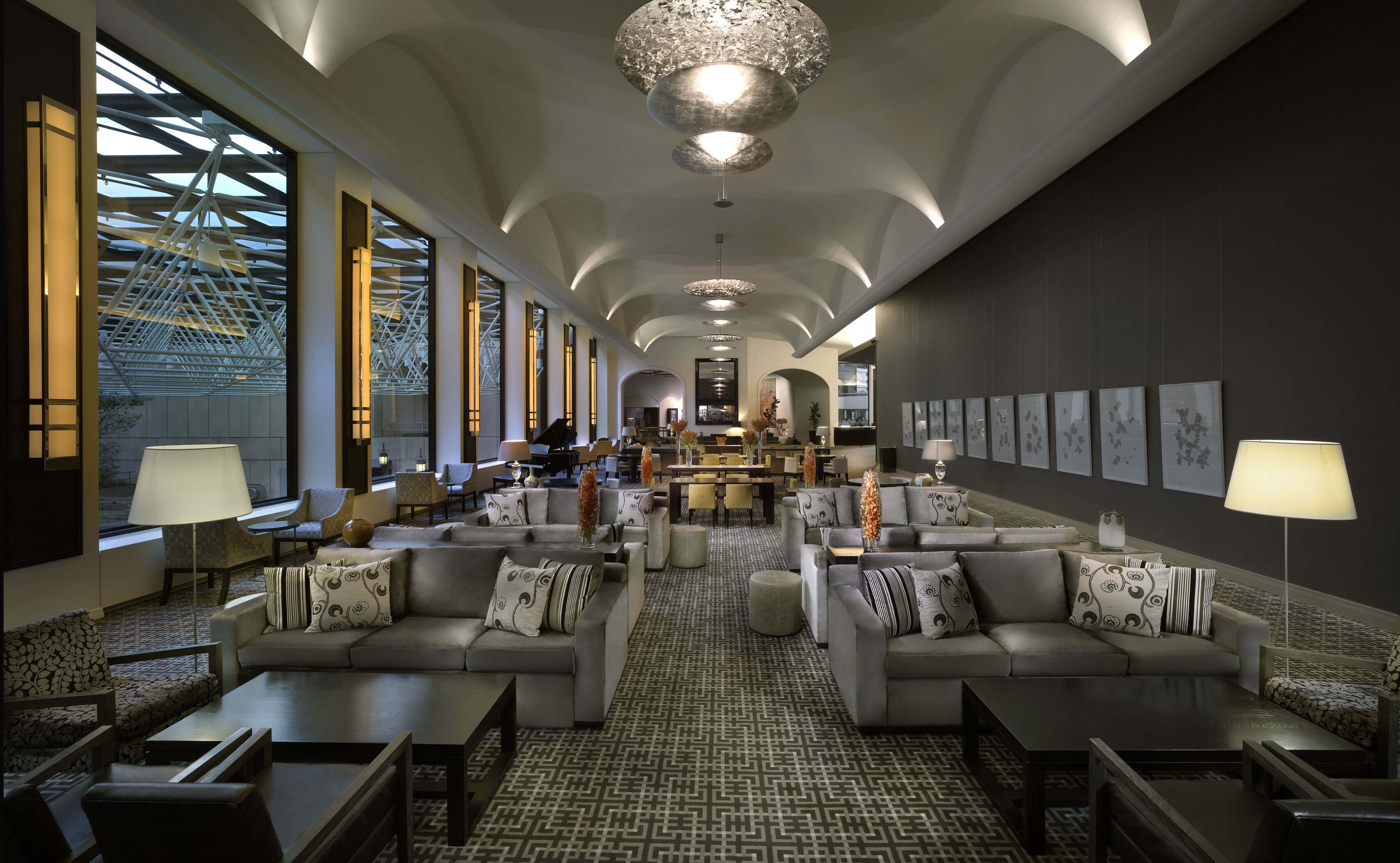 Sofitel on Collins cafe with gray decor and sofa