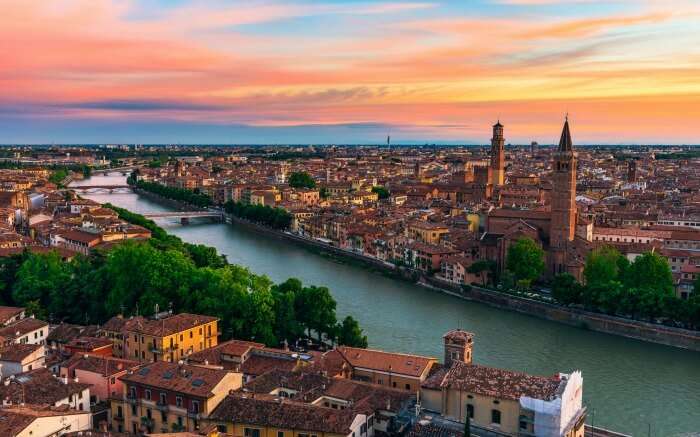 View of Verona during sunset