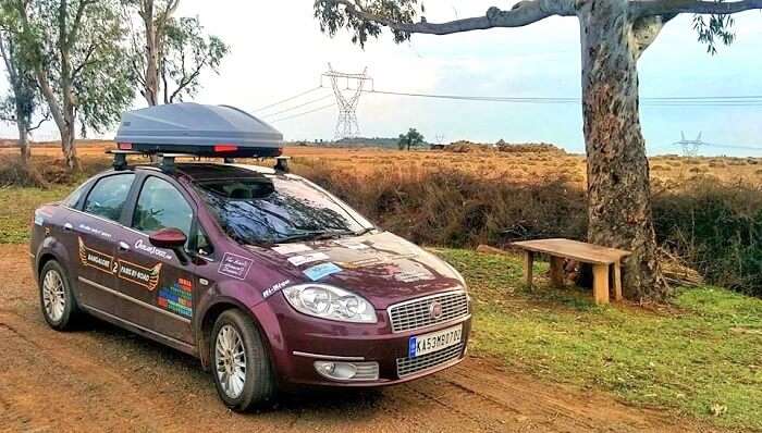 A decked up car for a road trip from Bangalore to Paris