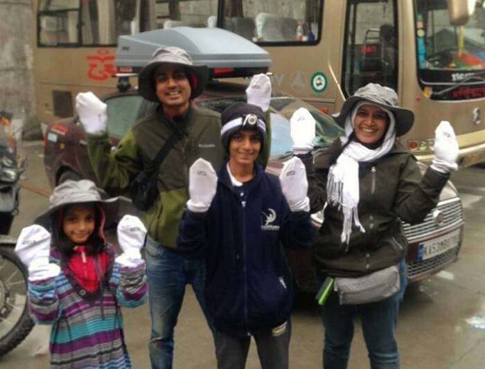 Anand and his family during the earthquake in Nepal