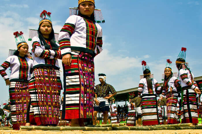 Mizoram women bamboo dance Chapchar Kut