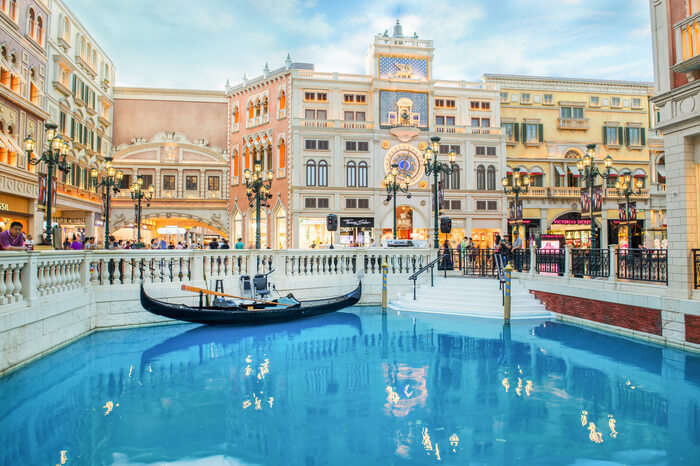 A gondola in the canal of the Venetian Macao resort