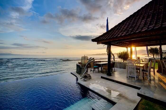 Sunset over Balinese coastline