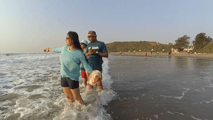 Female tourist in Goa beach