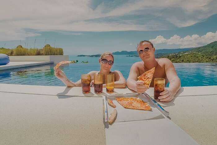 Amber Siobhaun Hoffman & Eric Hoffman at a sea side resort in Italy