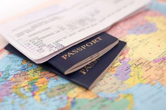 Passport and a world map