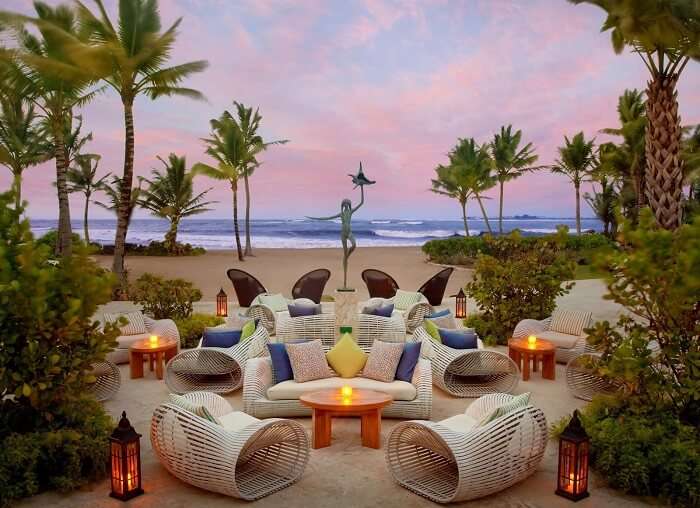 Private outdoor seating for honeymoon