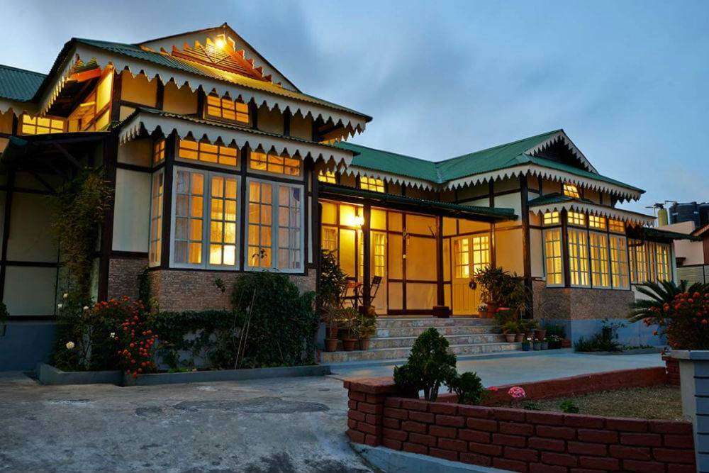 Hotel Cafe Shillong building at night