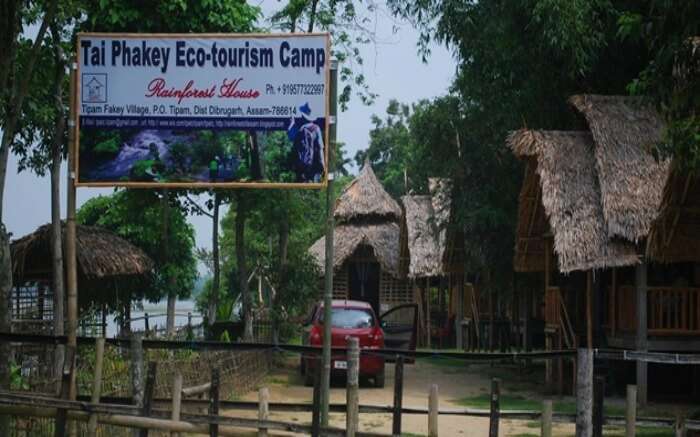 An ecotourism camp set up for responsible travelers in Assam
