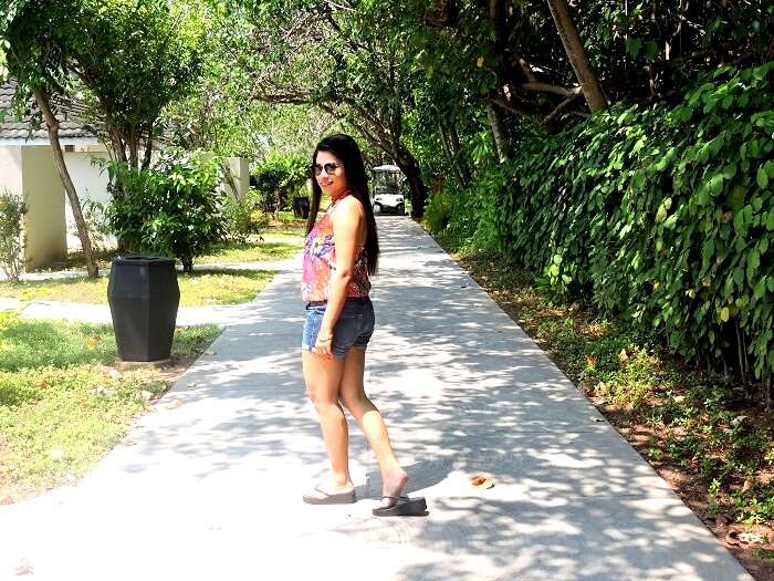 Female tourist in Maldives