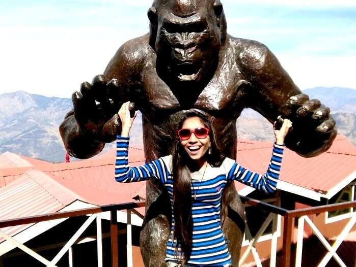 Female tourist in hills