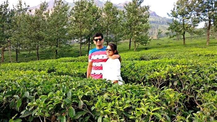 Couple in Kerala tea gardens