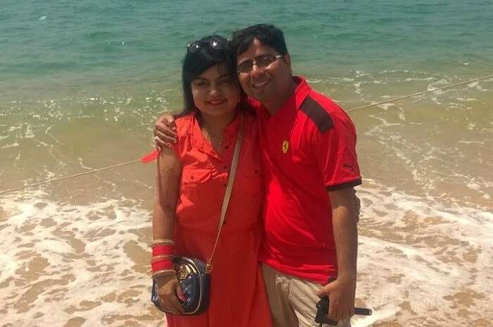 couple on beach kerala