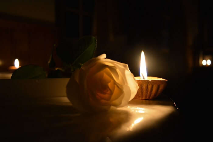 Krishna and her husband enjoy the candle light dinner in hotel