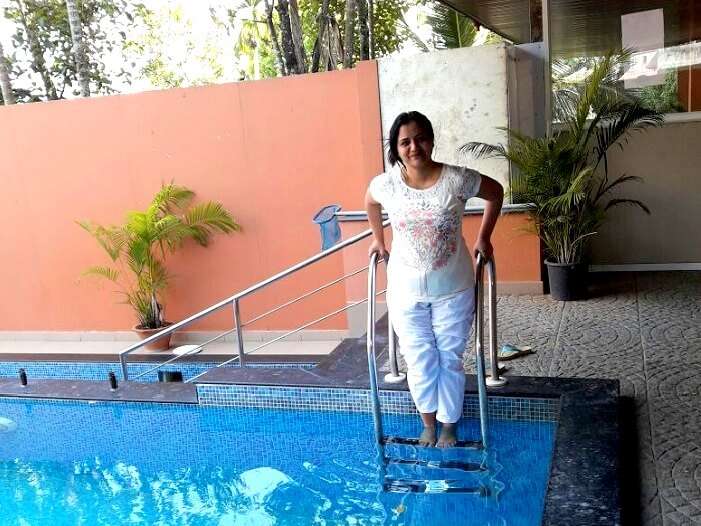 Swimming in resort in Kerala