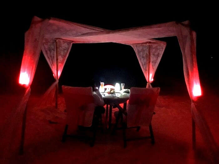 Candle light dinner in Maldives