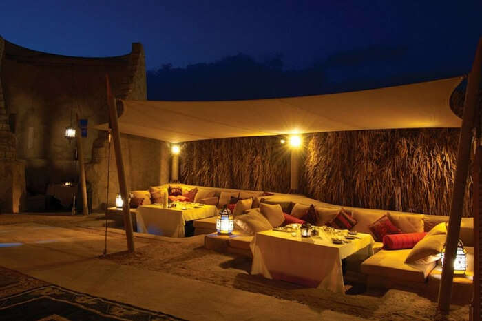 Luxury dinner setup in Arabian desert in Dubai