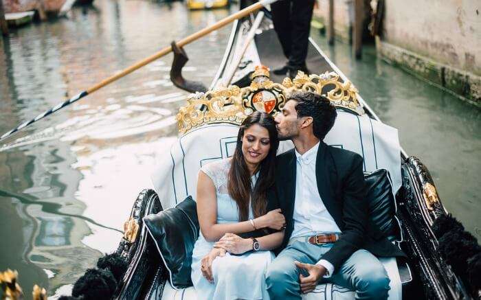 A couple on a Gondola in Venice 