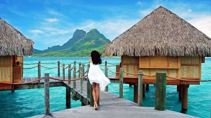 solo female traveler on holiday in Bora Bora Islands