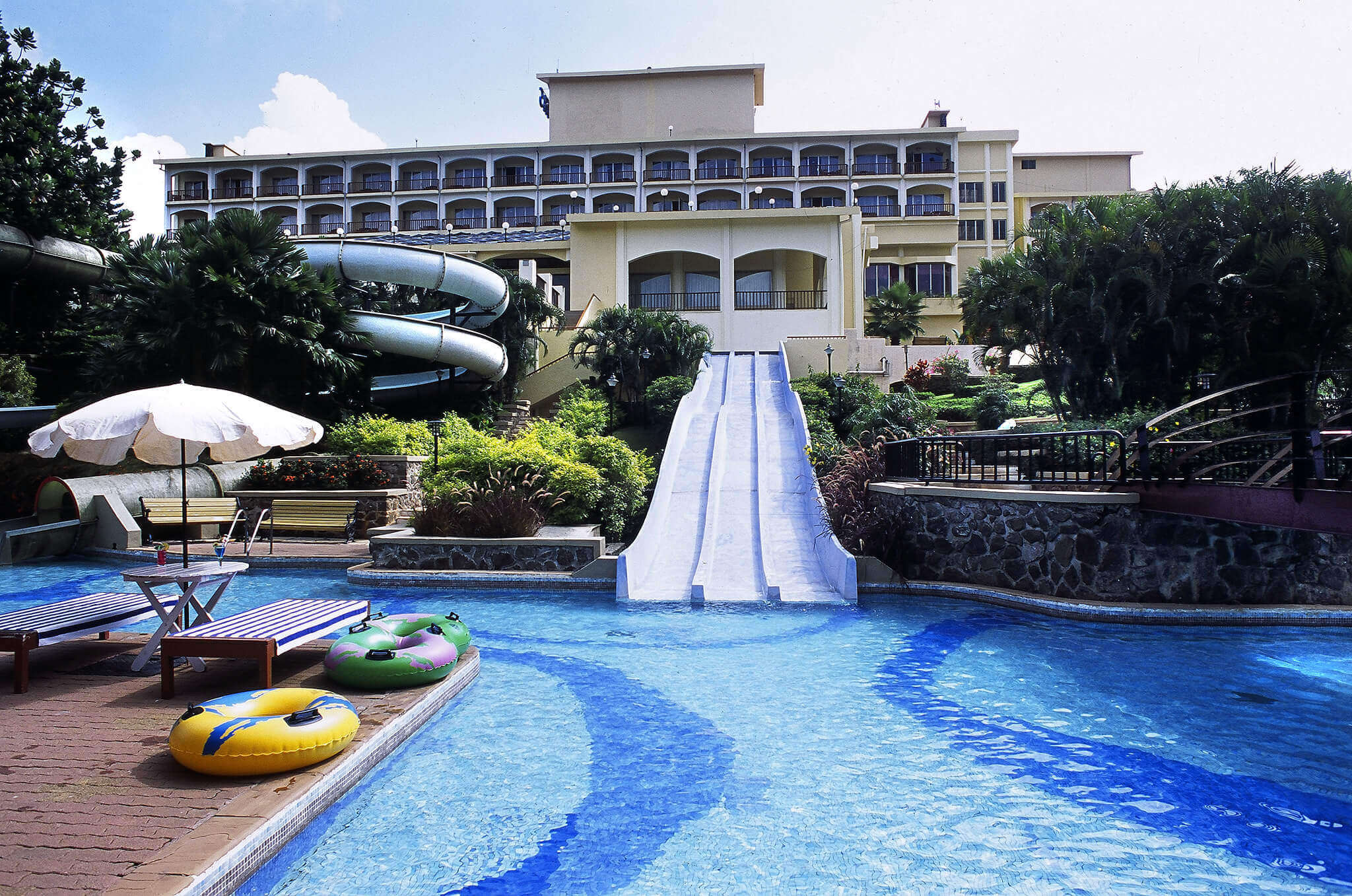 a water slider in a resort