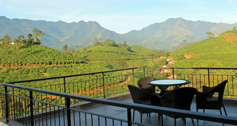 Open air seating area at Chateau Woods in Wayanad