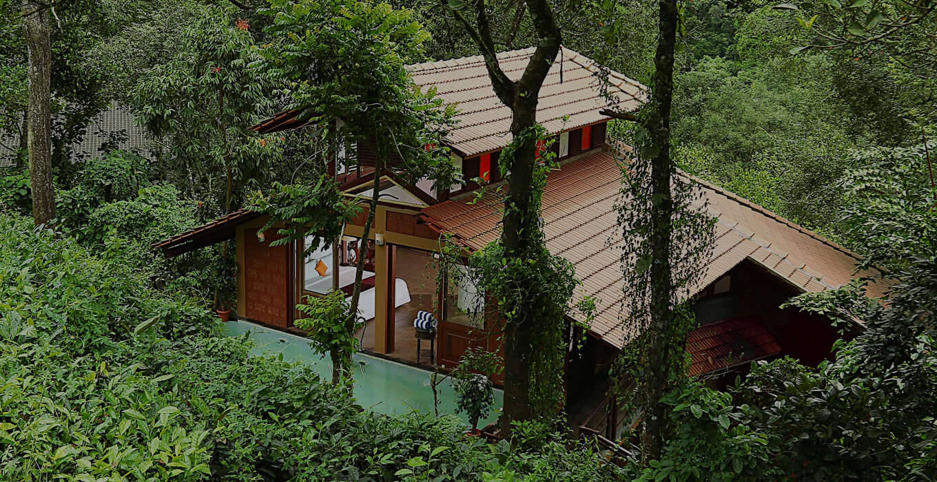 Top view of one of the honeymoon suites of Vythiri Village Resort in Wayanad