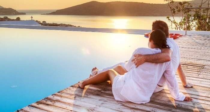 couple enjoying romantic sunset in Ticino