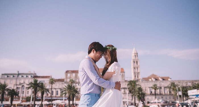 romantic couple in Split, Croatia