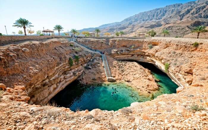 Top view of Bimmah Sinkhole in Oman