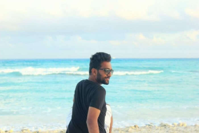 man on maldives beach