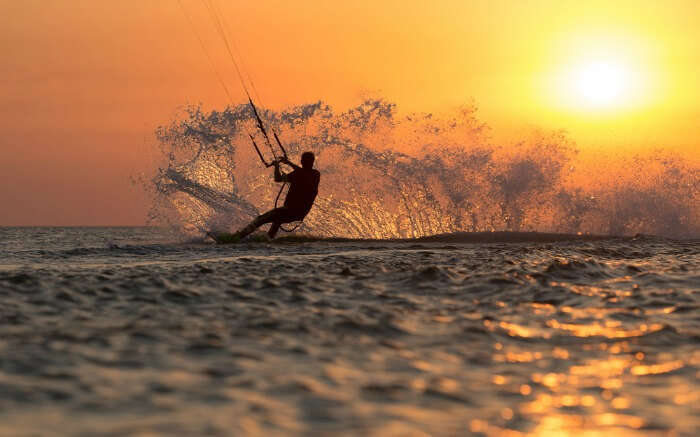 A person kitesurfing in Bali