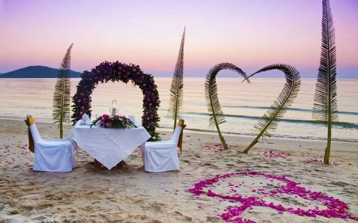 Romantic setting on a beach in Thailand