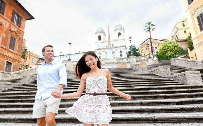 A couple on Spanish Steps