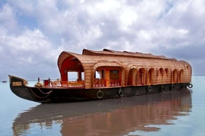 A view of Paradise houseboat in Kumarakom on a cloudy day